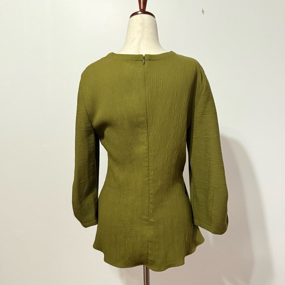 Palmer // Harding | Olive Green Asymmetrical Blouse | Small (4) - Picture 4 of 7
